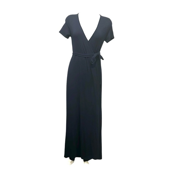 Lulus Dresses & Skirts - Lulu’s navy blue true wrap short sleeve maxi dress size small NWT
